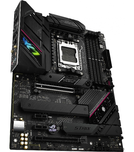 Материнская плата ASUS ROG STRIX B650E-F GAMING WIFI, AM5, AMD B650, 4xDDR5, 4xSATA, 3xM.2, 1xPCI-E 5.0 x16, 1xPCI-E 4.0 x4, 2xPCI-E x1, 1xHDMI, 1xDP, 1x 2.5Gb LAN, 4xUSB-A 2.0, 4xUSB-A 3.2 Gen 1, 2xUSB-A 3.2 Gen 2, 1xUSB-C 3.2 Gen 2, 1xUSB-C 3.2 Gen 2x2, 5x3.5 мм, 7.1, ATX
