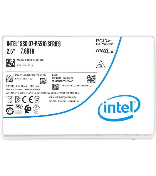 Накопитель SSD Intel D7-P5510, 7.5Tb, 2.5', PCIe 4.0 x4, NVMe, U.2, R/W 7000/4194