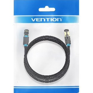 Патч-корд Vention прямой SFTP cat.8 RJ45 - 0,5м. черный Тканевая оплетка