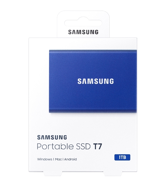 Внешний SSD Samsung T7, 1TB, USB 3.2 Gen 2 Type-C, R/W 1050/1000, синий