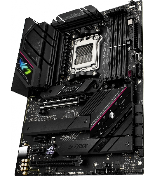 Материнская плата ASUS ROG STRIX B650E-F GAMING WIFI, AM5, AMD B650, 4xDDR5, 4xSATA, 3xM.2, 1xPCI-E 5.0 x16, 1xPCI-E 4.0 x4, 2xPCI-E x1, 1xHDMI, 1xDP, 1x 2.5Gb LAN, 4xUSB-A 2.0, 4xUSB-A 3.2 Gen 1, 2xUSB-A 3.2 Gen 2, 1xUSB-C 3.2 Gen 2, 1xUSB-C 3.2 Gen 2x2, 5x3.5 мм, 7.1, ATX
