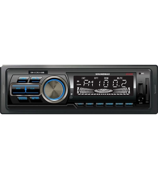Автомагнитола Soundmax SM-CCR3168B, 1 DIN, Bluetooth, USB Type-A, AUX, пульт ДУ