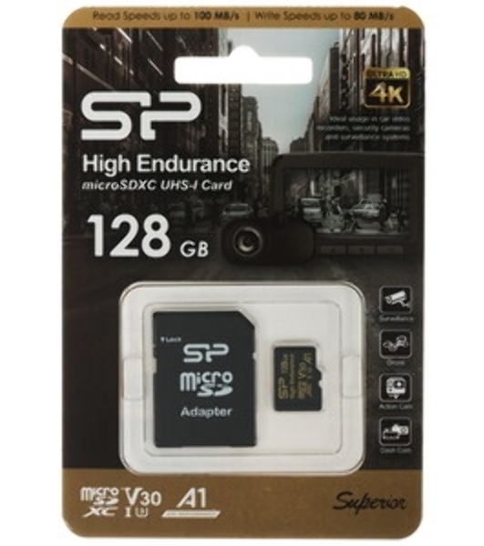 Флеш карта microSD 128Gb Silicon Power Golden High Endurance A1 V30 microSDXC Class 10 UHS-I U3 100/80 Mb/s