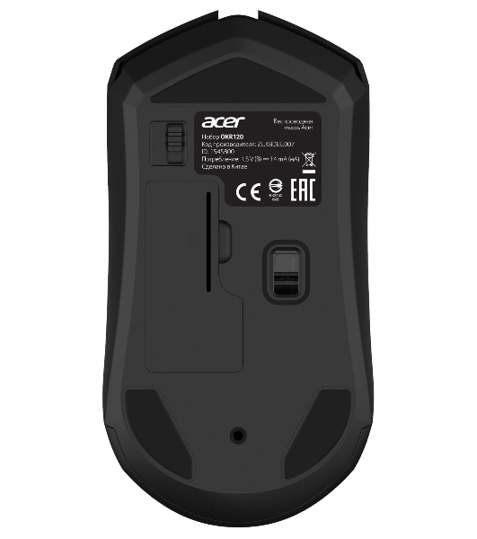 Комплект клавиатура+мышь Acer OKR120 беспроводной, USB, 1600 DPI, чёрный