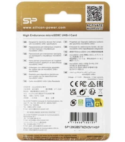 Флеш карта microSD 128Gb Silicon Power Golden High Endurance A1 V30 microSDXC Class 10 UHS-I U3 100/80 Mb/s