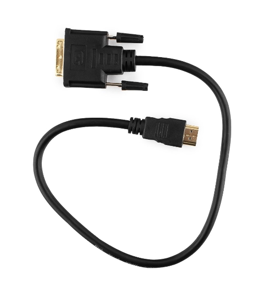 Кабель HDMI-DVI Cablexpert CC-HDMI-DVI-0.5M, 19M/19M, single link, медь, позол.разъемы, экран, 0.5м, черный, пакет