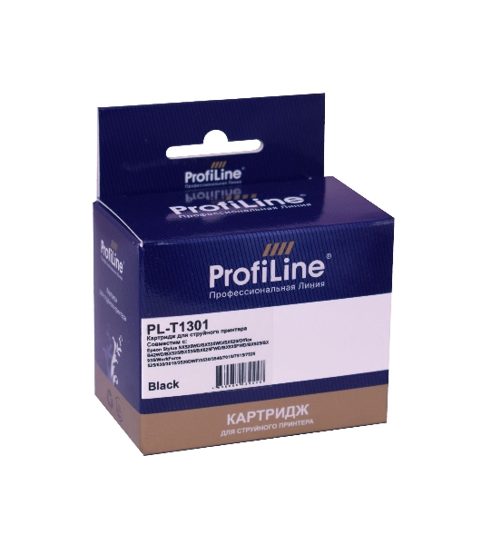 Картридж струйный ProfiLine PL-T1301 для принтеров Epson Stylus SX525WD/SX535WD/SX620/Office B42WD/BX525/BX535/BX625FWD/BX635FWD/BX925/BX935/WorkForce 525/630/3010/3520DWF/3530/3540/7015/7515/7525 с чернилами Black 25,4 мл