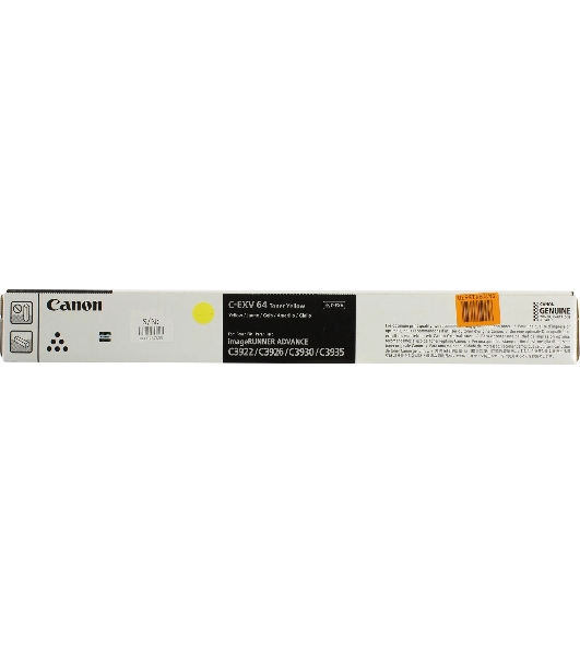 Тонер Canon C-EXV64Y 5756C002 (желтый) туба 650гр. для копира imageRunner Advance DX C3922i/C3926i/C3930i/C3935i, (ISO 25500 стр)