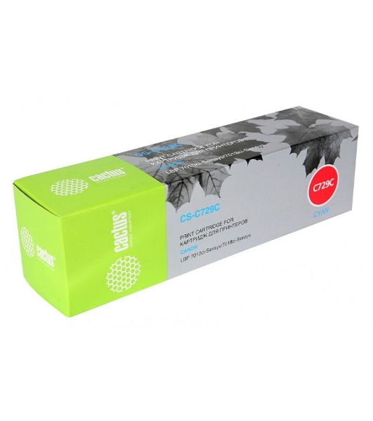 Картридж лазерный Cactus CS-C729C голубой (1000 стр.) для принтеров Canon i-SENSYS LBP7010C/LBP7018C