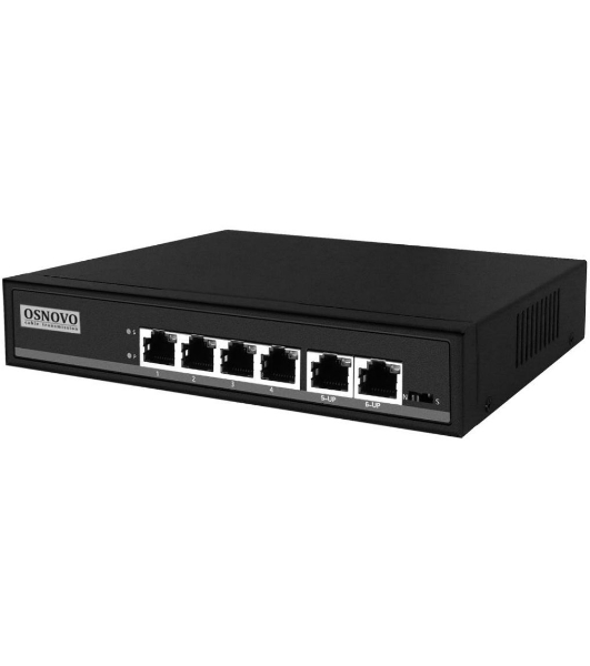 Коммутатор Osnovo SW-20600/A(80W) 6x100Mb 4PoE+ 80W неуправляемый