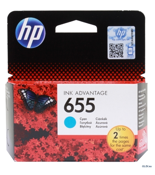 Картридж струйный HP 655 CZ110AE голубой для HP DJ IA 3525/4615/4625/5525/6525 (600 стр.)
