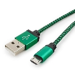 Кабель Gembird USB 2.0 Cablexpert AM/microBM 5P, 1м, нейлоновая оплетка, алюминиевые разъемы, зеленый, пакет, фото2