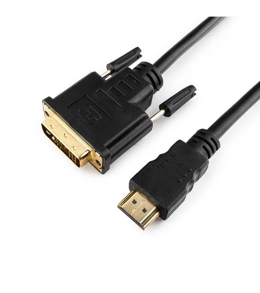 Кабель HDMI-DVI Cablexpert CC-HDMI-DVI-0.5M, 19M/19M, single link, медь, позол.разъемы, экран, 0.5м, черный, пакет