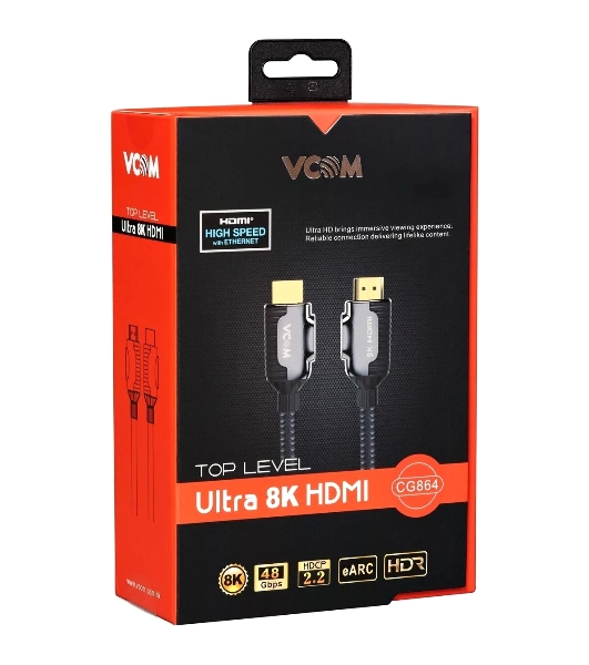 Кабель VCOM CG864-2M HDMI 19M/M,ver. 2.1, 8K@60 Hz 2m VCOM CG864-2M