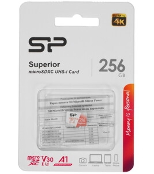 Флеш карта microSD 256Gb Silicon Power Superior A1 microSDXC Class 10 UHS-I U3 100/80 Mb/s