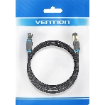 Патч-корд Vention прямой SFTP cat.8 RJ45 - 2м. черный Тканевая оплетка, фото 1