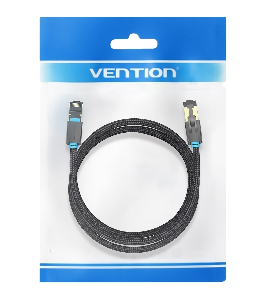 Патч-корд Vention прямой SFTP cat.8 RJ45 - 2м. черный Тканевая оплетка