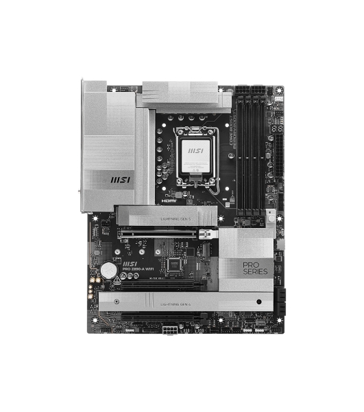 Материнская плата MSI PRO Z890-A WIFI, LGA 1851, Intel Z890, 4xDDR5, 4xSATA, 4xM.2, 1xPCIe 5.0 x16, 2xPCIe 4.0 x4, 1xHDMI, 2xUSB-C Thunderbolt 4, 1xUSB-C 3.2 Gen 2, 3xUSB-A 3.2 Gen 2, 4xUSB-A 3.2 Gen 1, 1x 5Gb LAN, 2x3.5 мм, 7.1, ATX