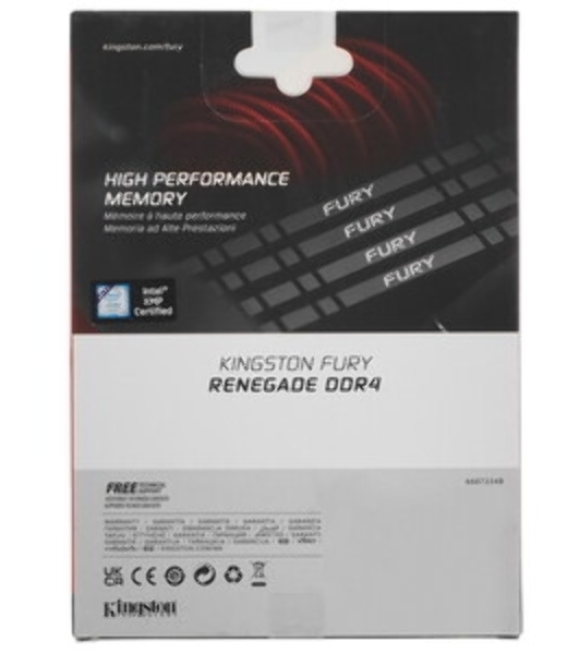 Оперативная память Kingston Fury Renegade, DDR4, 16GB (1x16GB), 3200MHz, CL16, DIMM, с радиатором, RGB, серебристый/черный