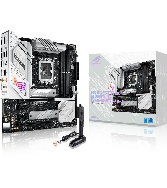 Материнская плата ASUS ROG STRIX B760-G GAMING WIFI, LGA 1700, Intel B760, 4xDDR5, 4xSATA, 2xM.2, 1xPCIe 5.0 x16, 1xPCIe 4.0 x4, 1xHDMI, 1xDP, 1x 2.5Gb LAN, 1xUSB-A 3.2 Gen 2, 2xUSB-A 3.2 Gen 1, 4xUSB-A 2.0, 1xUSB-C 3.2 Gen 1, 1xUSB-C 3.2 Gen 2x2, 5x3.5 мм, 7.1, mATX