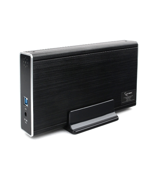 Внешний корпус 3.5' Gembird EE3-U3S-80, черный, USB 3.0, SATA, HDD/SSD, алюминий, сенсорная кнопка, блок питания
