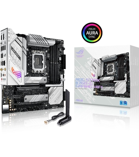 Материнская плата ASUS ROG STRIX B760-G GAMING WIFI, LGA 1700, Intel B760, 4xDDR5, 4xSATA, 2xM.2, 1xPCIe 5.0 x16, 1xPCIe 4.0 x4, 1xHDMI, 1xDP, 1x 2.5Gb LAN, 1xUSB-A 3.2 Gen 2, 2xUSB-A 3.2 Gen 1, 4xUSB-A 2.0, 1xUSB-C 3.2 Gen 1, 1xUSB-C 3.2 Gen 2x2, 5x3.5 мм, 7.1, mATX
