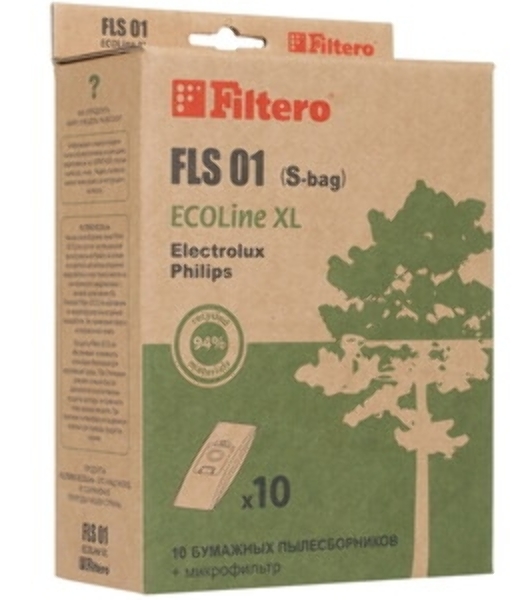 Комплект бумажных пылесборников Filtero FLS01 (S-bag) (10+фильтр) ECOLine XL (R)