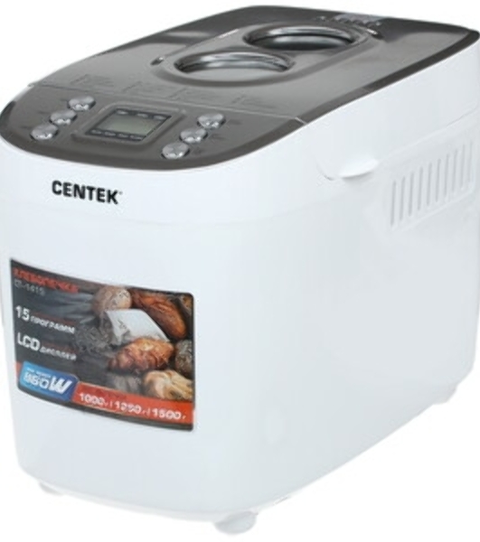 Хлебопечка Centek CT-1415 белый/серебристый, 860 Вт, 1.5 кг, 15 программ