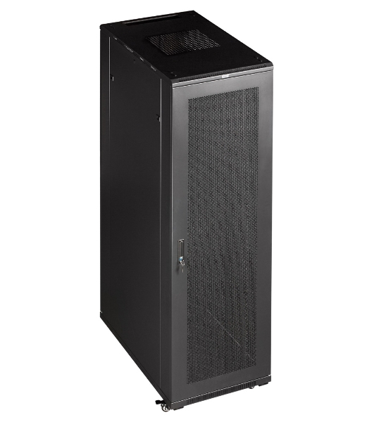 Шкаф коммутационный Lanmaster (TWT-CBB-42U-6X10-P1) 42U 600x1000 мм пер. дв. перфор. задн. дв. перфор. 2-хст. 2 бок. пан. 800 кг черный IP20