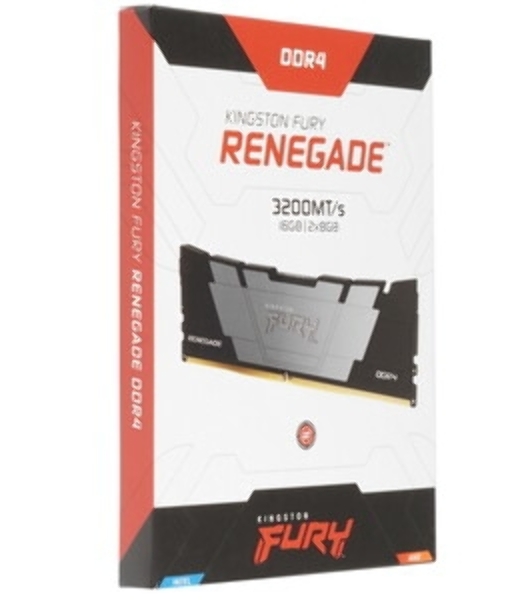 Оперативная память Kingston Fury Renegade, DDR4, 16GB (2x8GB), 3200MHz, CL16, DIMM, с радиатором, серый/черный