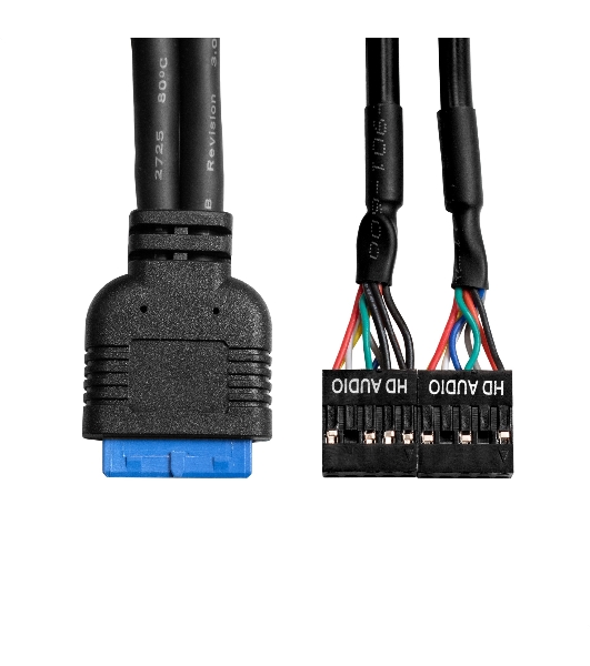 Планка USB на переднюю панель ExeGate U3H-627S, 3,5', 2хUSB3.0+HD Audio Combo, черная, металл, подсоед. к MB