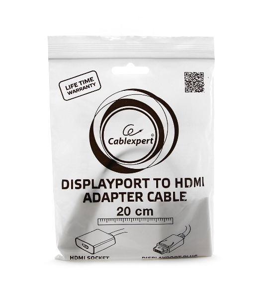 Переходник DisplayPort ->; HDMI Cablexpert A-DPM-HDMIF-002-W 20M/19F, белый, пакет (078733)
