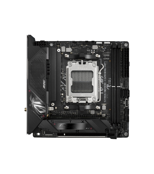 Материнская плата ASUS ROG STRIX B650E-I GAMING WIFI, AM5, AMD B650, 2xDDR5, 2xSATA, 2xM.2, 1xPCIe 5.0 x16, 1xHDMI, 1x 2.5Gb LAN, 4xUSB-A 3.2 Gen 2, 1xUSB-A 3.2 Gen 1, 1xUSB-C 3.2 Gen 2x2, 3x3.5 мм, 7.1, Mini-ITX