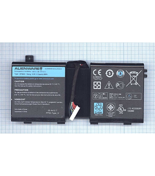 Аккумуляторная батарея для ноутбука Dell Alienware M17x R5 14.8V 86Wh 2F8K3 черный