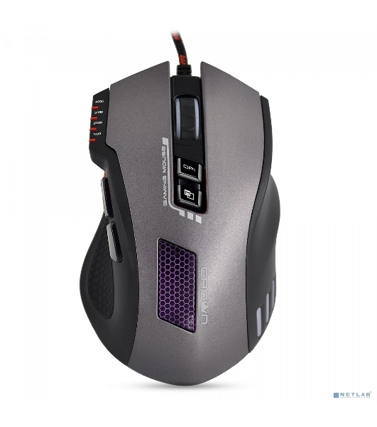 Мышь проводная Crown Gaming CMXG-711 черный, 4000 dpi, USB, кнопки - 8