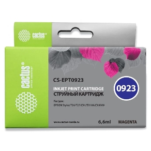Картридж струйный Cactus CS-EPT0923 (T0923) пурпурный (6,6 мл) для Epson Stylus C91/CX4300/T26/T27/TX106