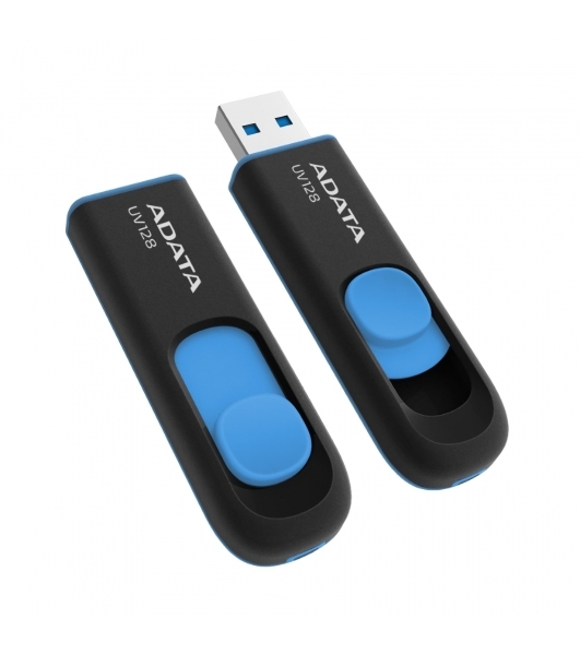 Флешка USB ADATA UV128 (AUV128-32G-RBE), 32Gb, USB 3.0, R/W 100/30, черный/синий