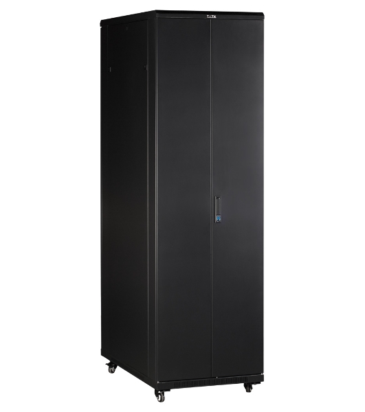 Шкаф коммутационный Lanmaster (TWT-CBB-42U-6X10-P1) 42U 600x1000 мм пер. дв. перфор. задн. дв. перфор. 2-хст. 2 бок. пан. 800 кг черный IP20