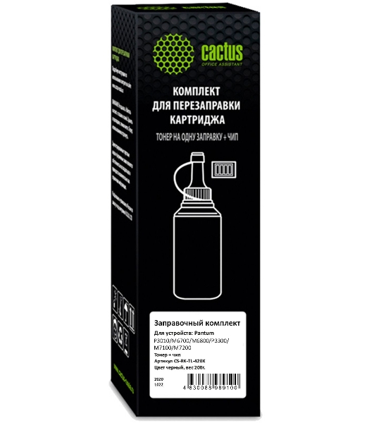 Тонер Cactus CS-RK-TL-420X черный флакон 200гр. (в компл.:чип) для принтера Pantum P3010/M6700/M6800/P3300/M7100/M7200/P3300
