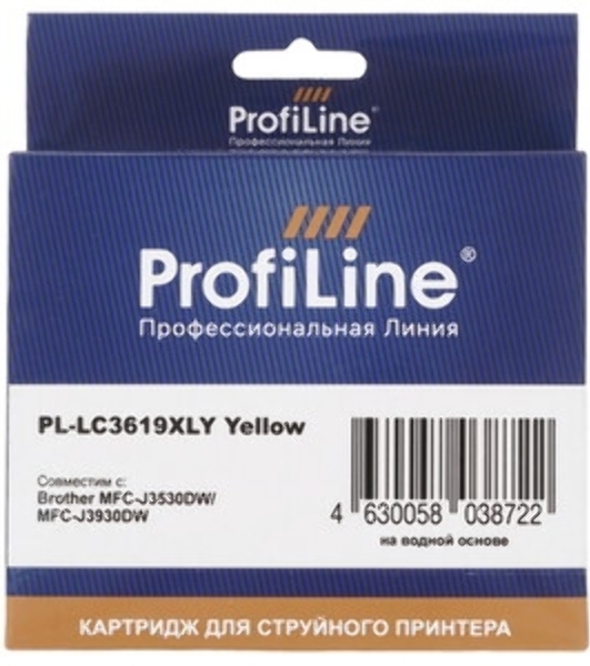Картридж струйный ProfiLine PL-LC3619XLY для принтеров Brother MFC-J2330DW/J2730DW/J3530DW/J3930DW с чернилами Yellow
