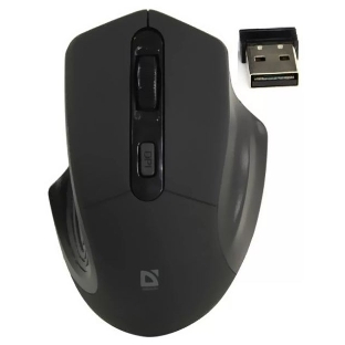 Мышь беспроводная Defender Datum MB-345 черный, 1600 dpi, радиоканал, USB, кнопки - 4
