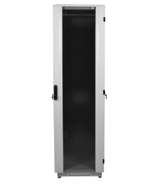 Шкаф телекоммуникационный напольный 42U (600x600) дверь стекло, черный (ШТК-М-42.6.6-1ААА-9005) (3 коробки)