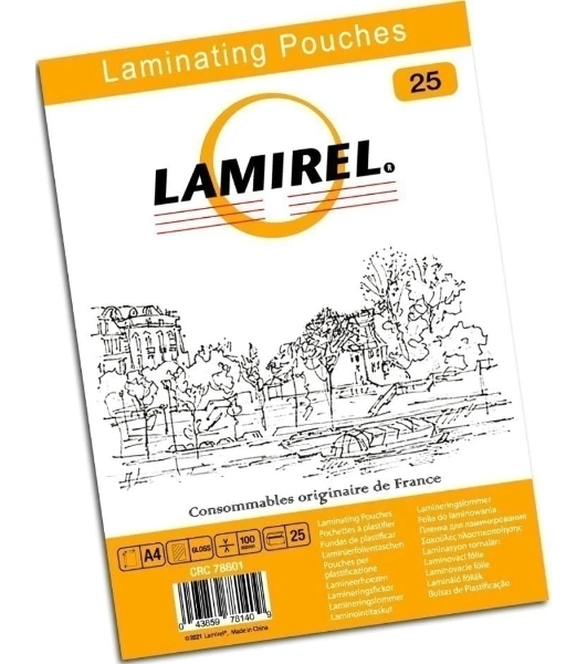 Пленка для ламинирования Fellowes 100мкм A4 (25шт) глянцевая216x303мм Lamirel (LA-78801)