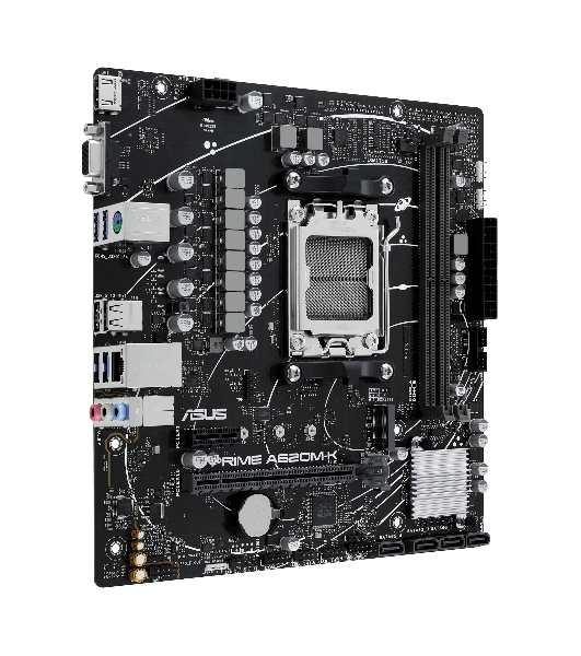 Материнская плата ASUS PRIME A620M-K, AM5, AMD A620, 2xDDR5, 4xSATA, 1xM.2, 1xPCI-E 4.0 x16, 1xPCI-E x1, 1xHDMI, 1xVGA, 1x 1Gb LAN, 4xUSB-A 3.2 Gen 1, 2xUSB-A 2.0, 3x3.5 мм, 7.1, Micro-ATX