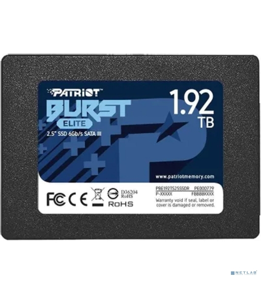 Накопитель SSD Patriot Burst Elite, 1.92Tb, SATA, 2.5', R/W 450/320