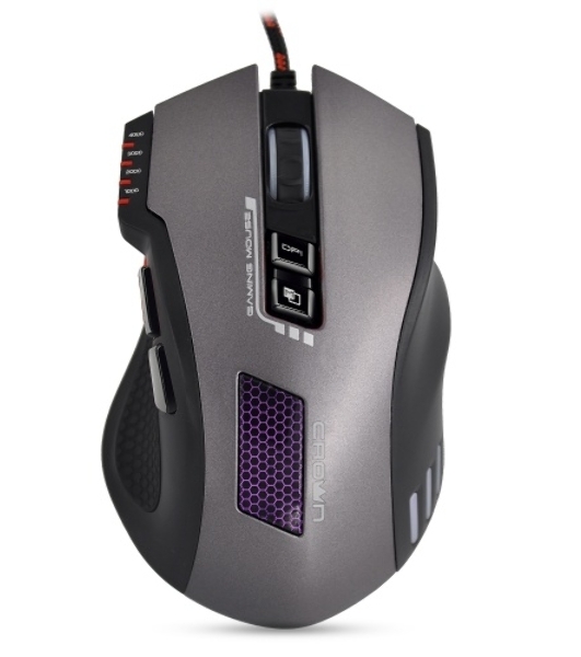 Мышь проводная Crown Gaming CMXG-711 черный, 4000 dpi, USB, кнопки - 8