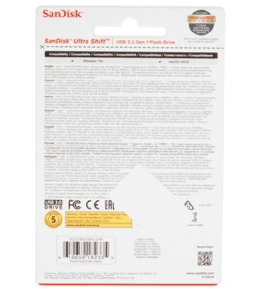 Флешка USB Sandisk CZ410 Shift Ultra (SDCZ410-256G-G46), 256Gb, USB 3.2, R/W 100/45, черный