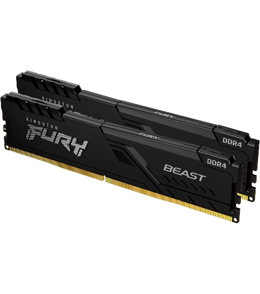 Оперативная память Kingston Fury Beast, DDR4, 16GB (2x8GB), 3200MHz, CL16, DIMM, с радиатором, черный