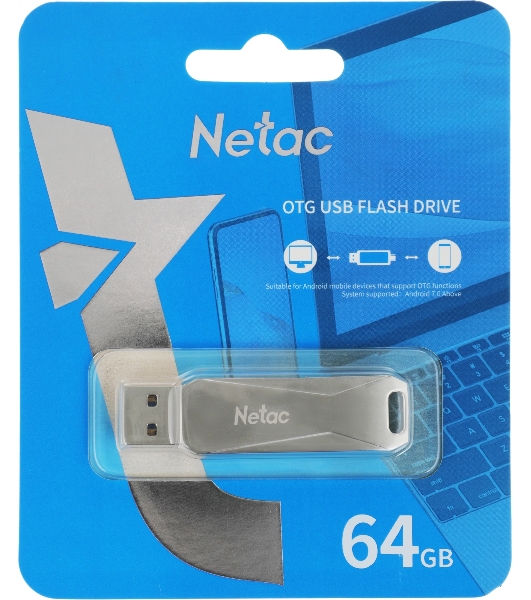 Флешка USB Netac U782C dual USB 3.0+TypeC 64Gb, retail version