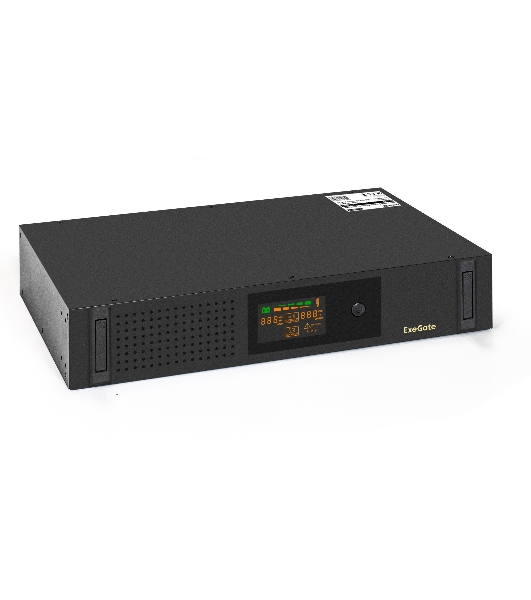 Источник бесперебойного питания ExeGate ServerRM UNL-2000.LCD.AVR.2SH.3C13.USB.2U 2000VA/1200W, Color LCD, AVR, 2*Schuko+3*C13, USB, 2U, установка в стойку, черный